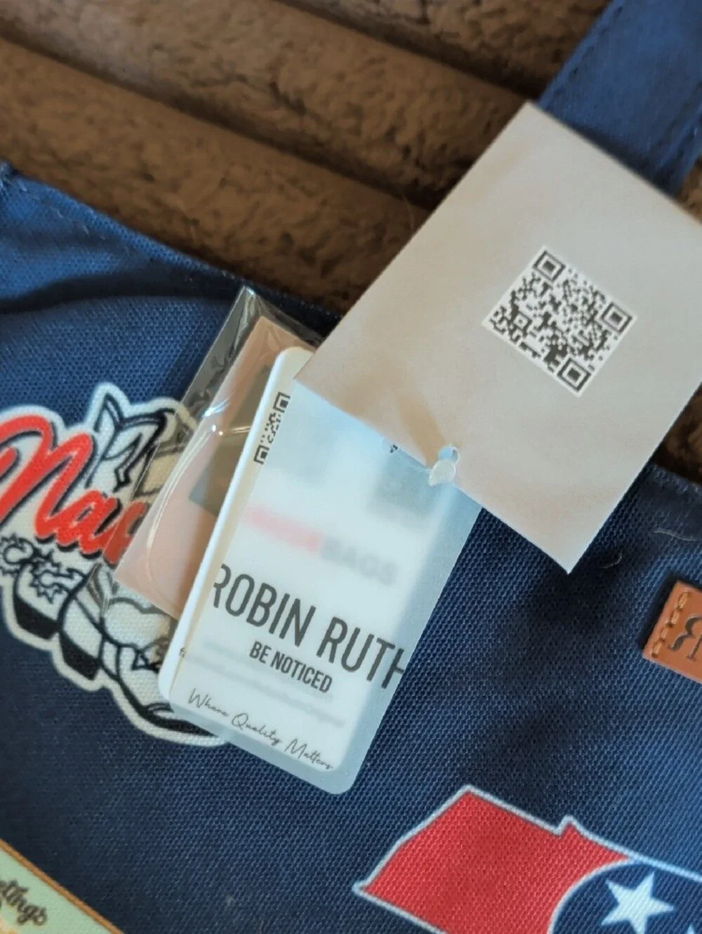Robin Ruth Navy Blue Nashville Sticker-Print Canvas Tote